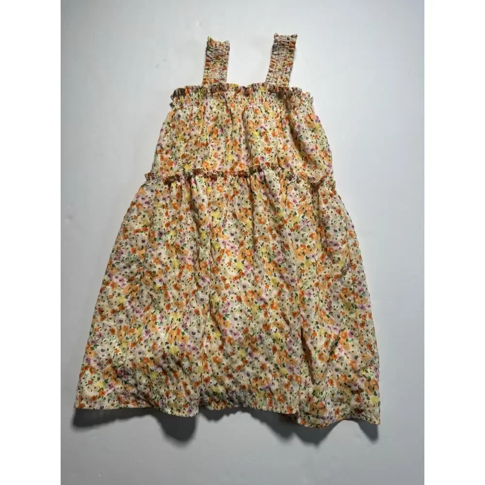 Old Navy Girls 5T Floral Smocked Tiered Dress Sleeveless Spring Summer